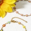 Image de 1 Pièce Bracelets en 304 Acier Inoxydable Doré Marguerite Émail Double Face 18.5cm long
