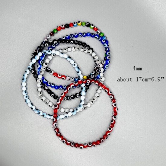Picture of Lampwork Glass Religious Dainty Bracelets Delicate Bracelets Beaded Bracelet Multicolor Evil Eye Elastic