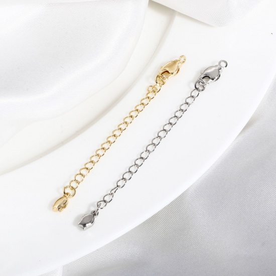 Picture of Brass Extender Chain Tulip Flower Real Gold Plated With Lobster Claw Clasp 7.2cm                                                                                                                                                                              