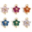 Picture of Brass Connectors Charms Pendants Flower 18K Real Gold Plated Multicolour Cubic Zirconia 12mm x 8mm