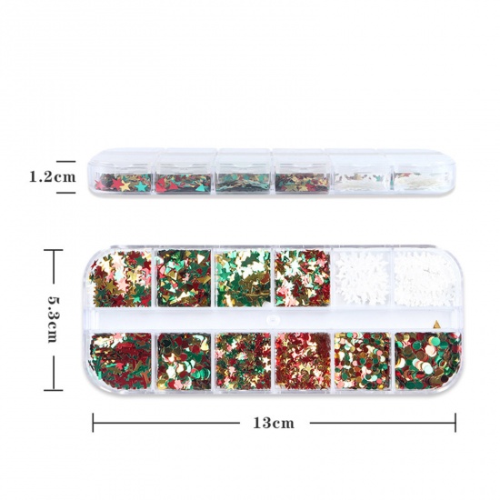Imagen de 1 Caja PET Lentejuelas Navidad Mixto Multicolor 13cm x 5.3cm