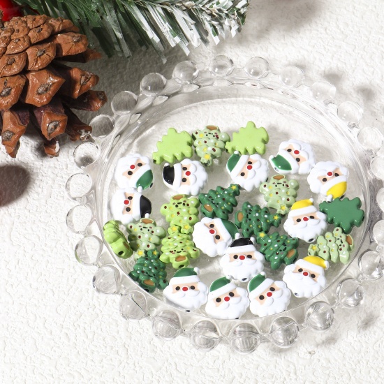 Immagine di 5 Pz Lega di Zinco Perline per la Creazione di Gioielli con Ciondoli Fai-da-te A Colori Misti Casuali Babbo Natale Albero di Natale