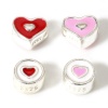 Picture of Sterling Silver Spacer Beads For DIY Charm Jewelry Making Silver Color Double-sided Enamel