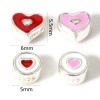 Picture of Sterling Silver Spacer Beads For DIY Charm Jewelry Making Silver Color Double-sided Enamel