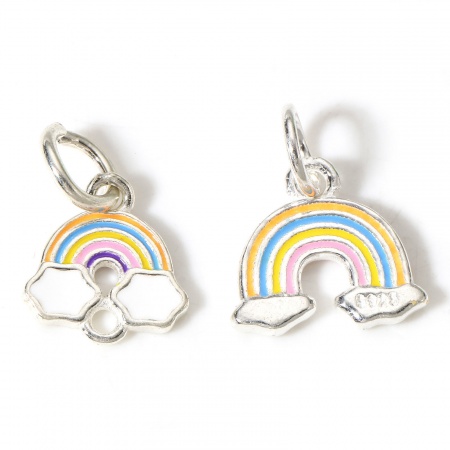 1 Pz Argento Sterling Charms Argento Arcobaleno Smalto