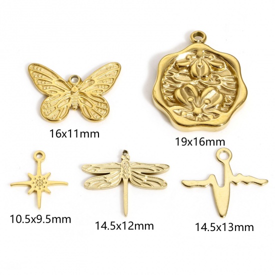 Picture of 304 Stainless Steel Stylish Charms Gold Plated Butterfly Animal Dragonfly
