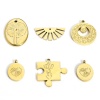Picture of 304 Stainless Steel Geometric Charms 18K Real Gold Plated Half Round Sunshine
