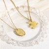 Picture of 304 Stainless Steel Geometric Charms 18K Real Gold Plated Half Round Sunshine