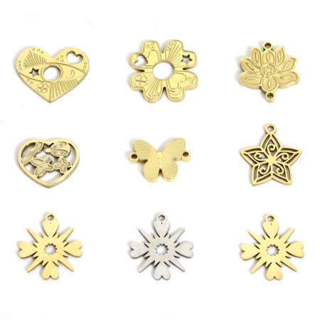 304 Stainless Steel Stylish Charms Multicolor Star Heart
