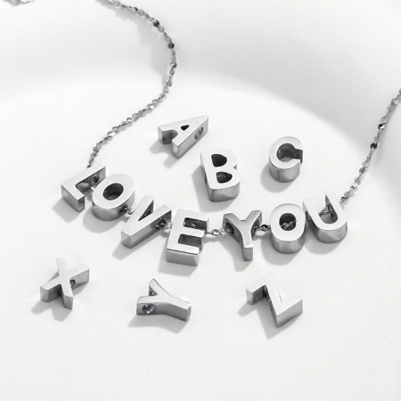 5 Unidades 304 Acero Inoxidable Colgantes Charms Letras Tono de Plata " A-Z "