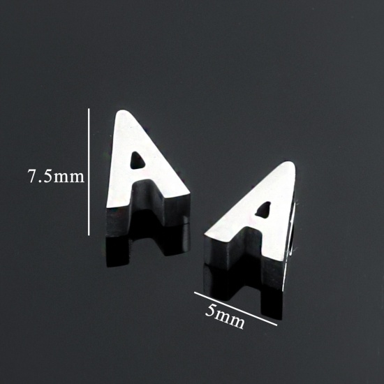 5 個 304ステンレス鋼 チャーム レター シルバートーン 文字「 A-Z」 の画像