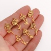 Picture of 304 Stainless Steel Birth Month Flower Charms Hollow 10mm x 20mm