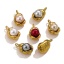Picture of 304 Stainless Steel Charms Gold Plated Multicolor Pea Imitation Pearl 14mm x 8mm