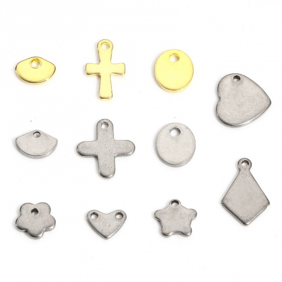 Bild von 10 Stück 304 Edelstahl Charms Silberfarbe