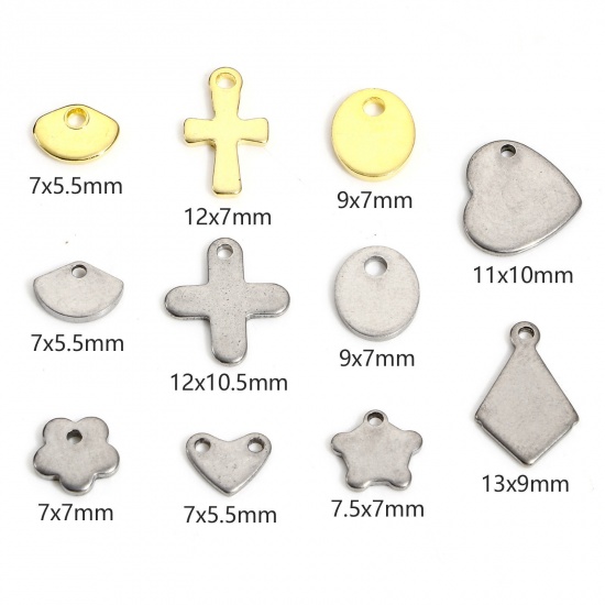 Bild von 10 Stück 304 Edelstahl Charms Silberfarbe