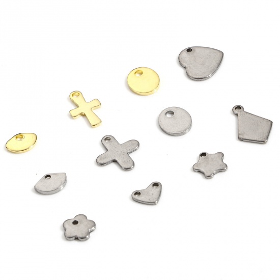 Bild von 10 Stück 304 Edelstahl Charms Silberfarbe