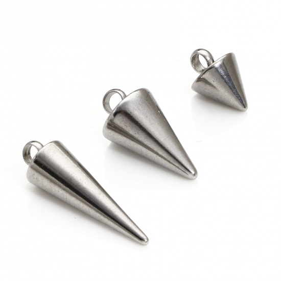 Picture of 304 Stainless Steel Charms Silver Tone Cone
