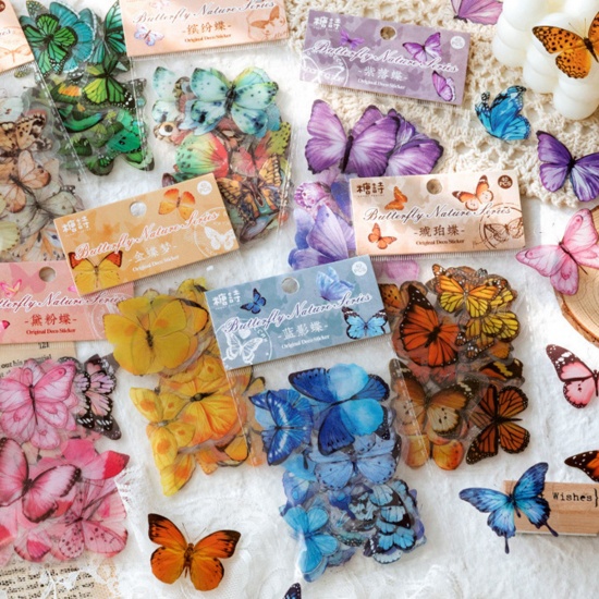 Immagine di 1 Serie ( 40 Pz/Serie) PET Insetto DIY Decorazione Di Scrapbook Adesivi Multicolore Farfalla