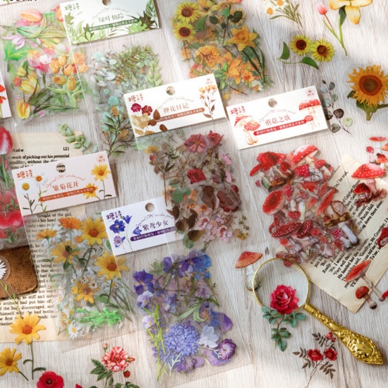 Immagine di 1 Serie ( 40 Pz/Serie) PET DIY Decorazione Di Scrapbook Adesivi Multicolore Le foglie del Fiore