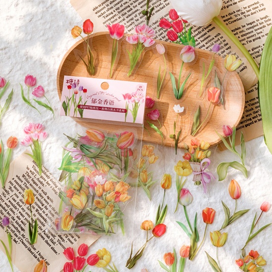 Immagine di 1 Serie ( 40 Pz/Serie) PET DIY Decorazione Di Scrapbook Adesivi Multicolore Le foglie del Fiore