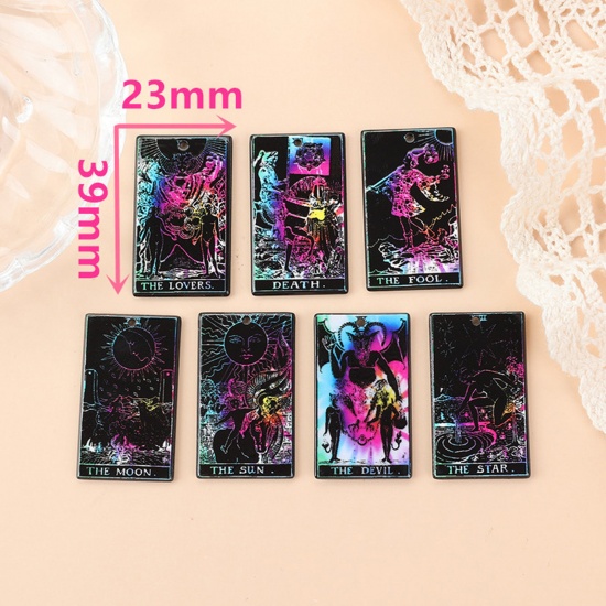 Image de 5 Pcs Pendentifs en Acrylique Tarot Noir Double Face 3.9cm x 2.3cm