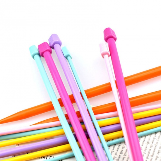 Picture of Acrylic Single Pointed Knitting Needles DIY Knit Tools Accessories Multicolor 25cm(9 7/8") long