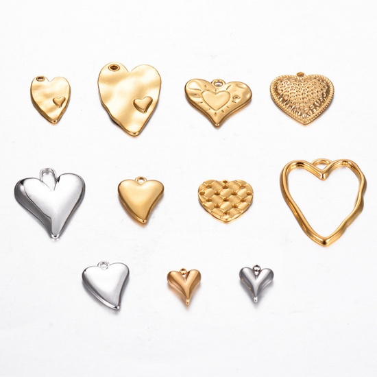 Image de 1 Pièce Pendentifs en 304 Acier Inoxydable Respectueux de la Nature La Saint Valentin Cœur Multicolore