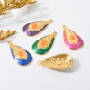 Picture of 304 Stainless Steel Retro Pendants Gold Plated Multicolor Drop Oval Enamel