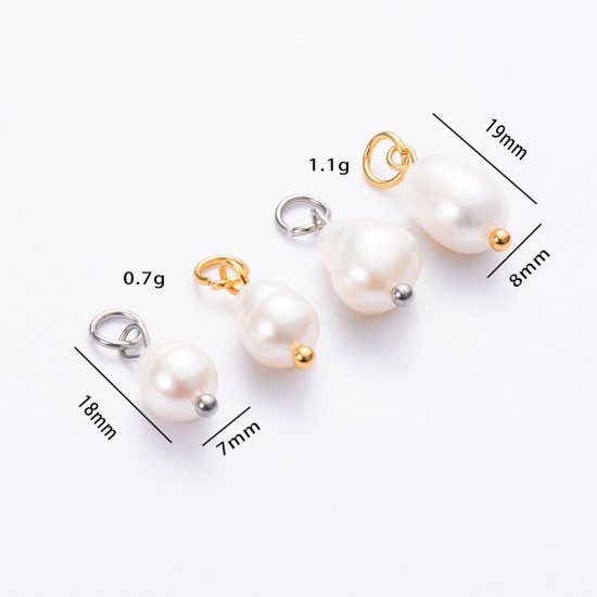 Picture of Eco-friendly 304 Stainless Steel & Natural Pearl Charms Multicolor Baroque