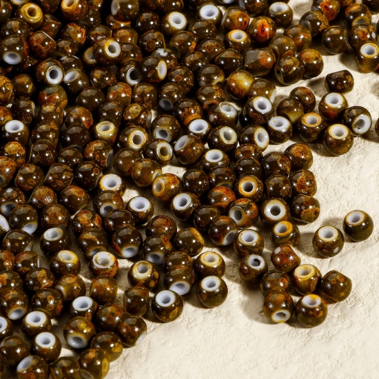 Picture of 10 Grams Glass Seed Beads Round Multicolor Imitation Stone 4mm x 3.5mm