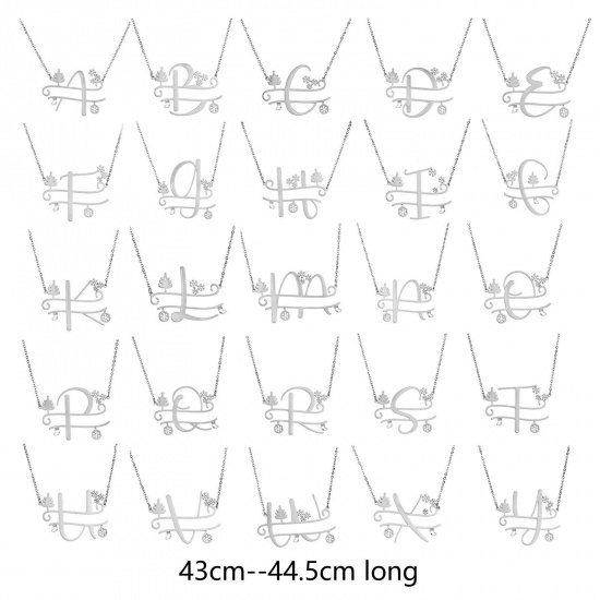 Bild von 1 Strang 304 Edelstahl Gliederkette Kette Halskette Platin Plattiert Weihnachten Weihnachtsbaum Schneeflocke Hohl 43cm lang