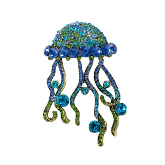 Immagine di 1 Pz Gioielli Oceanici Spilla Medusa Multicolore Strass