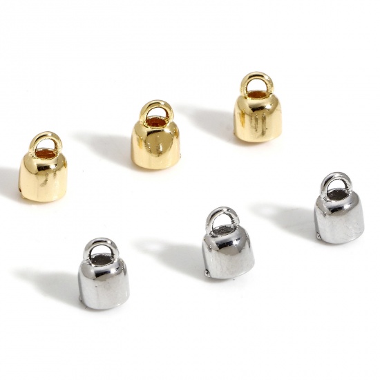 Picture of Brass End Caps For Necklace Bracelet Jewelry Making Real Gold Plated 7mm x 5mm