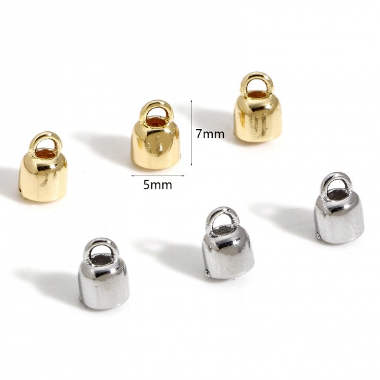 Picture of Brass End Caps For Necklace Bracelet Jewelry Making Real Gold Plated 7mm x 5mm