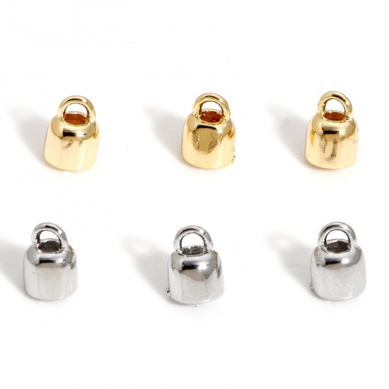 Picture of Brass End Caps For Necklace Bracelet Jewelry Making Real Gold Plated 7mm x 5mm