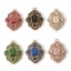 Picture of Brass Style Of Royal Court Character Charms Gold Plated Rhombus Filigree With Glass Cabochons Multicolor Rhinestone 22mm x 16mm