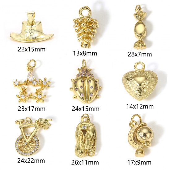 Picture of Brass Charms 18K Real Gold Plated 3D                                                                                                                                                                                                                          