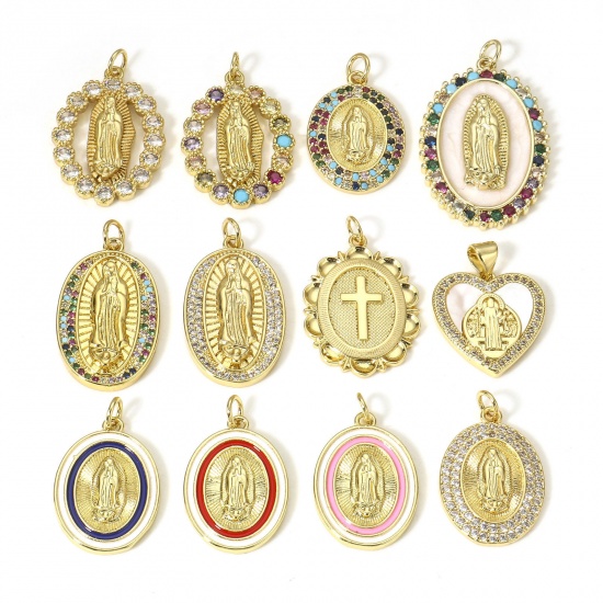 Picture of Brass Religious Charms 18K Real Gold Plated Virgin Mary                                                                                                                                                                                                       