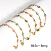 Bild von 1 Strang 304 Edelstahl Valentinstag Handgefertigte Gliederkette Armband Vergoldet Gänseblümchen Herz Doppelseitige Emaille 18.5cm lang
