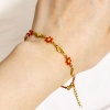 Bild von 1 Strang 304 Edelstahl Valentinstag Handgefertigte Gliederkette Armband Vergoldet Gänseblümchen Herz Doppelseitige Emaille 18.5cm lang