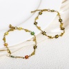 Bild von 1 Strang 304 Edelstahl Valentinstag Handgefertigte Gliederkette Armband Vergoldet Gänseblümchen Herz Doppelseitige Emaille 18.5cm lang