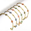 Bild von 1 Strang 304 Edelstahl Religiös Handgefertigte Gliederkette Armband Vergoldet Kreuz Gänseblümchen Doppelseitige Emaille 17.5cm lang