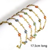Bild von 1 Strang 304 Edelstahl Religiös Handgefertigte Gliederkette Armband Vergoldet Kreuz Gänseblümchen Doppelseitige Emaille 17.5cm lang