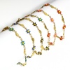 Picture of 304 Stainless Steel Religious Handmade Link Chain Bracelets Gold Plated Leaf Daisy Flower Double-sided Enamel 17.5cm(6 7/8") long