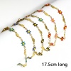 Picture of 304 Stainless Steel Religious Handmade Link Chain Bracelets Gold Plated Leaf Daisy Flower Double-sided Enamel 17.5cm(6 7/8") long