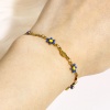 Picture of 304 Stainless Steel Religious Handmade Link Chain Bracelets Gold Plated Leaf Daisy Flower Double-sided Enamel 17.5cm(6 7/8") long