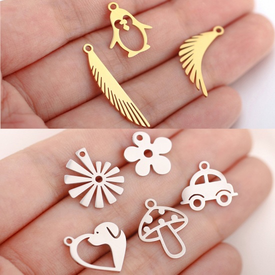 Picture of 3 PCs 304 Stainless Steel Charms Hollow