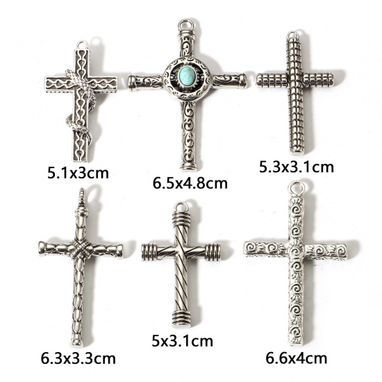 Immagine di 2 Pz Lega di Zinco Religione Ciondoli Argento Antico Croce