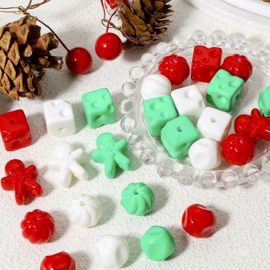Bild von 20 Stück Acryl Perlen für die Herstellung von DIY-Charme-Schmuck Zufällig Gemischte Farben Weihnachten Lebkuchenmann 3D