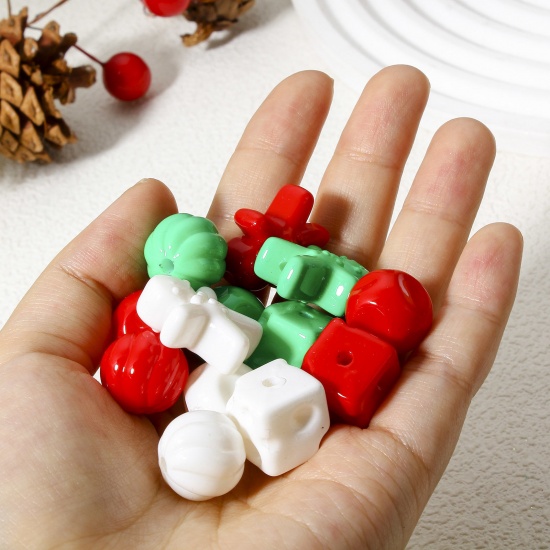 Immagine di 20 Pz Acrilato Perline per la Creazione di Gioielli con Ciondoli Fai-da-te A Colori Misti Casuali Ginger Bread Man di Natale 3D